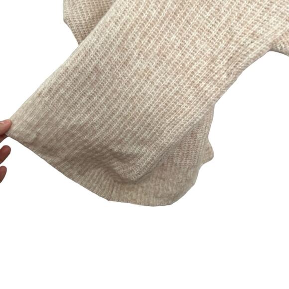 Madewell Belfiore Ribbed Pullover Sweater Wool Blend Oatmeal Tan Office Cabin S - Picture 7 of 9